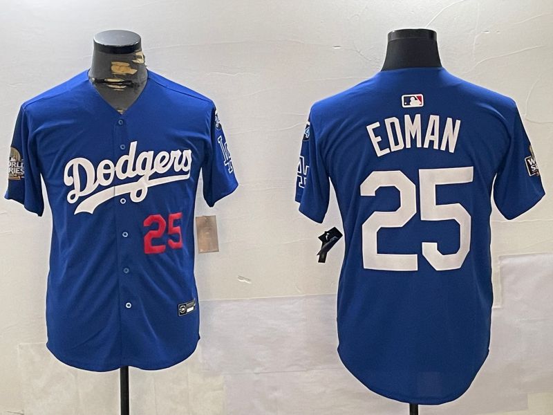 Men Los Angeles Dodgers 25 Edman Blue Game 2024 Nike MLB Jersey style 11202